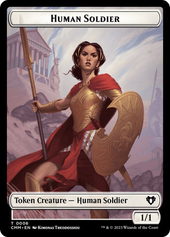 Human Soldier // Emblem - Teferi, Temporal Archmage Double-Sided Token [Commander Masters Tokens]