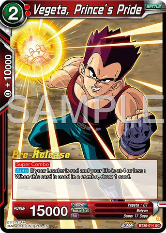 Vegeta, Prince's Pride (BT26-014) [Ultimate Advent Prerelease Promos]