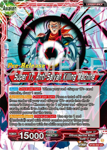 Hell Fighter 17 // Super 17, Anti-Saiyan Killing Machine (BT26-002) [Ultimate Advent Prerelease Promos]