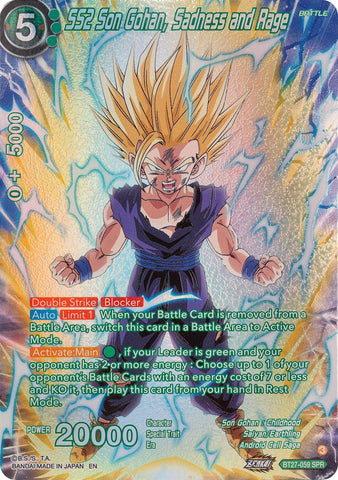 SS2 Son Gohan, Sadness and Rage (SPR) (BT27-059) [History of Z]