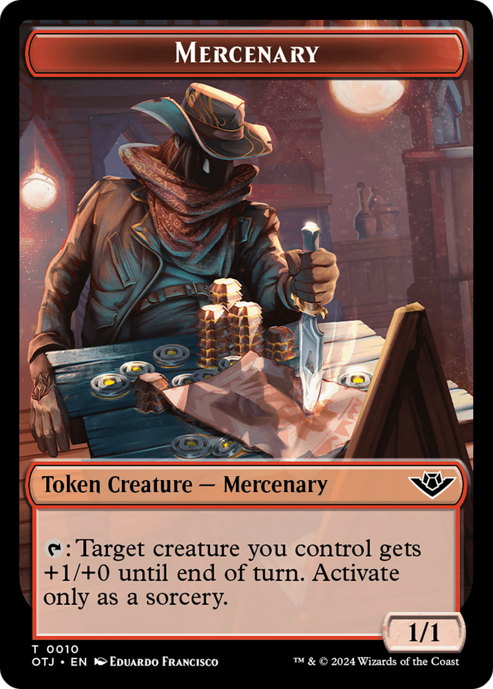 Mercenary // Angel Double-Sided Token [Outlaws of Thunder Junction Tokens]